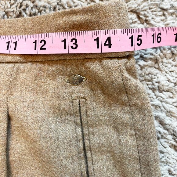 Massimo Dutti Tan / Camel Trouser with Front Pleats, Pockets, Elastic Waist Sz 6 - Picture 9 of 11